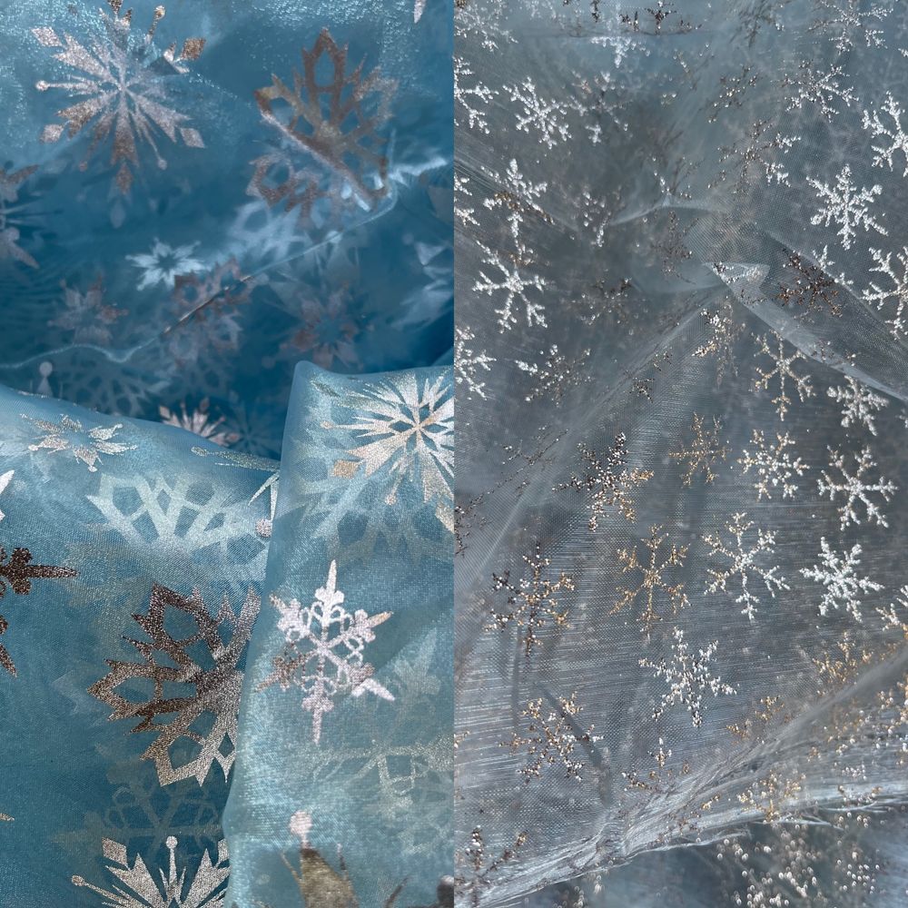 Тканина зі сніжинками/ Органза зі сніжинками