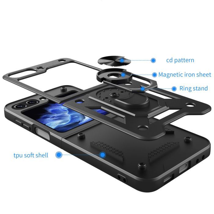 Slide Camera Armor Case Do Samsung Galaxy Z Flip 5 Czarny