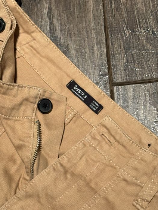 Beżowe musztardowe cargo spodnie Bershka streetwear S pants