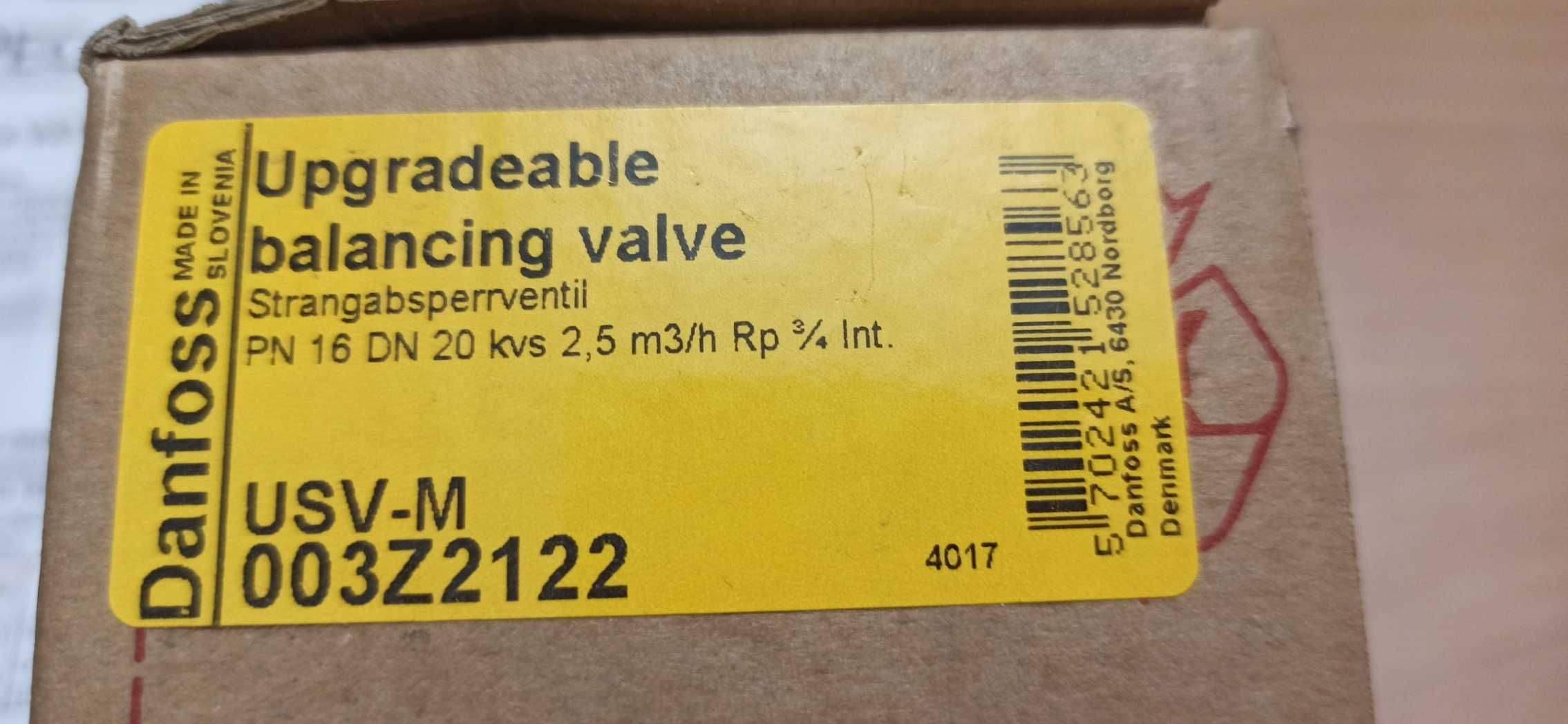 Zawór równoważący DANFOSS USV-M DN15 ręczny 003Z2122