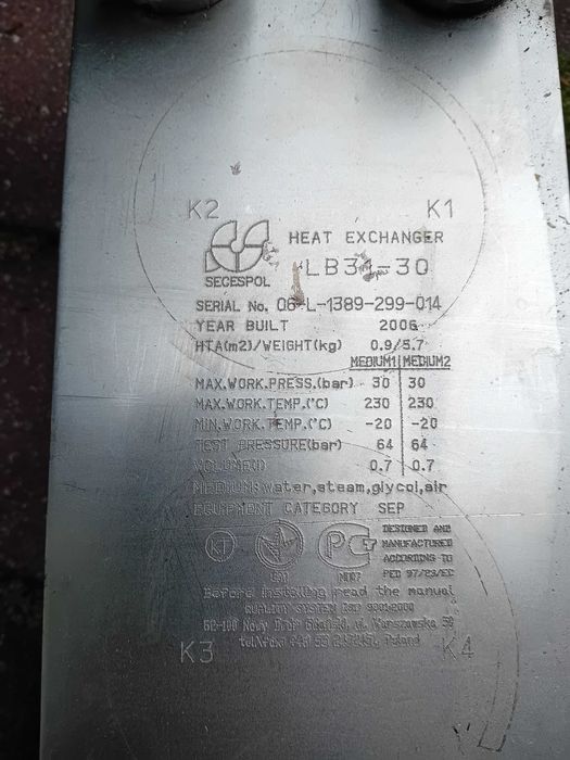 Płytowy wymiennik ciepła SECESPOL  LB 31-30