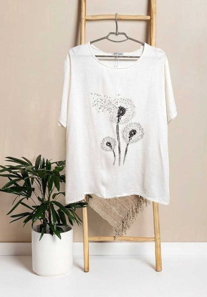 Белая летняя натуральная блуза LV Clothing блуза-футболка оверсайз