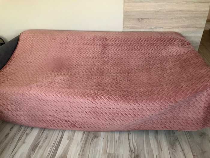 Dwustronna narzuta welurowa brudny róż, VELVET 200x220 cm, Agata Meble