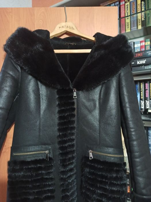 Натуральна дубленка з норкою, 50-52 розмір