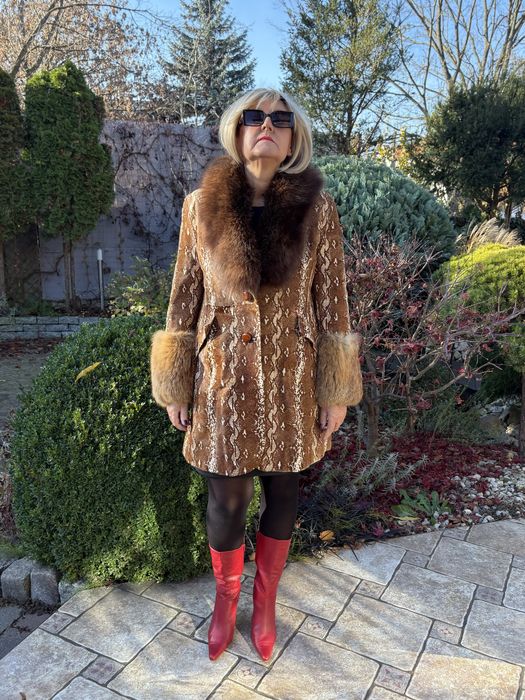Futro versace norki kozuch lisy plaszcz kurtka norki