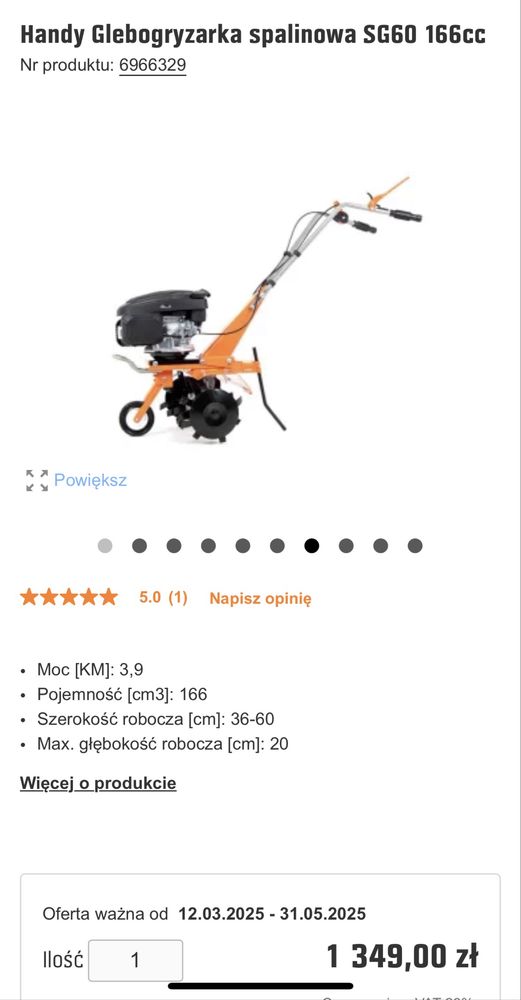 Handy Glebogryzarka spalinowa SG60 166cc OBI