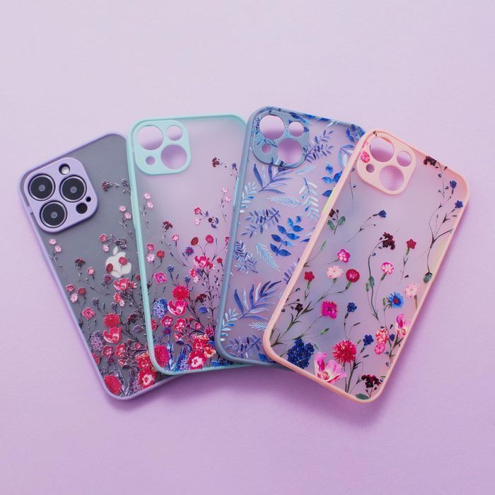 Design Case Etui Do Iphone 12 Pro Pokrowiec W Kwiaty Fioletowy