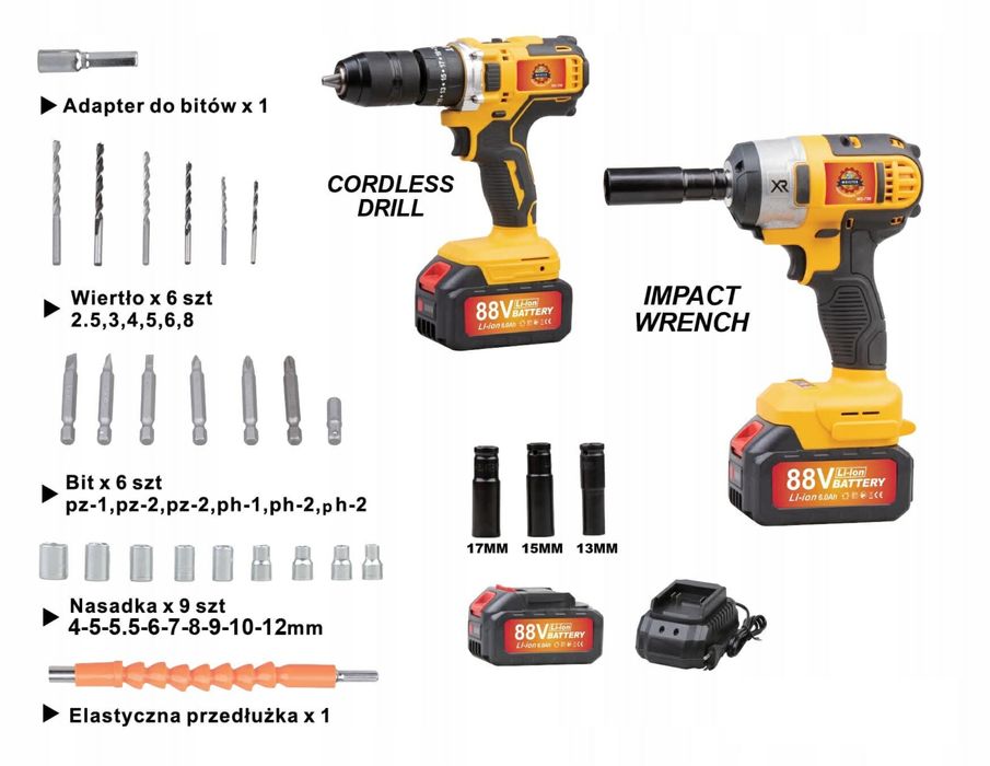 Zestaw 2w1 wkrętarka i klucz