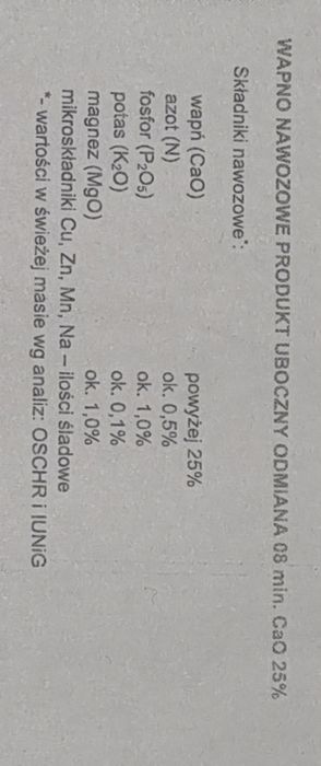 Wapno cukrownicze defekacyjne cukrownia kruszwica