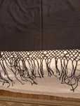 Xaile antigo de merino preto, franja em seda