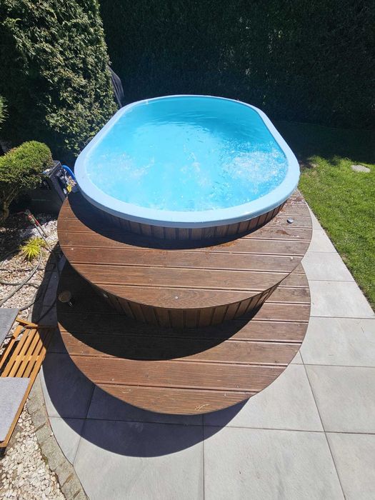 Basen owalny wolnostojący filtr piaskowy LED pompa ciepła piana WI FI