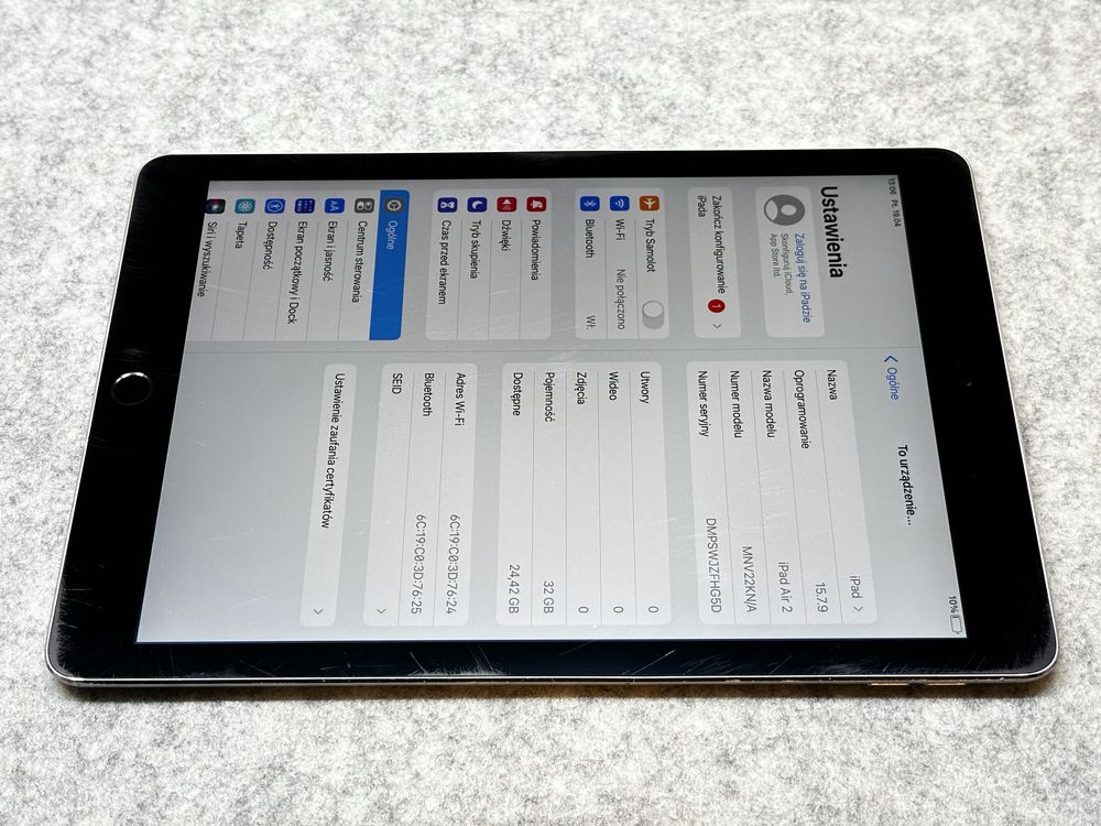 Ipad Air 2 / 32GB / A1566 / BRAK BLOKAD /