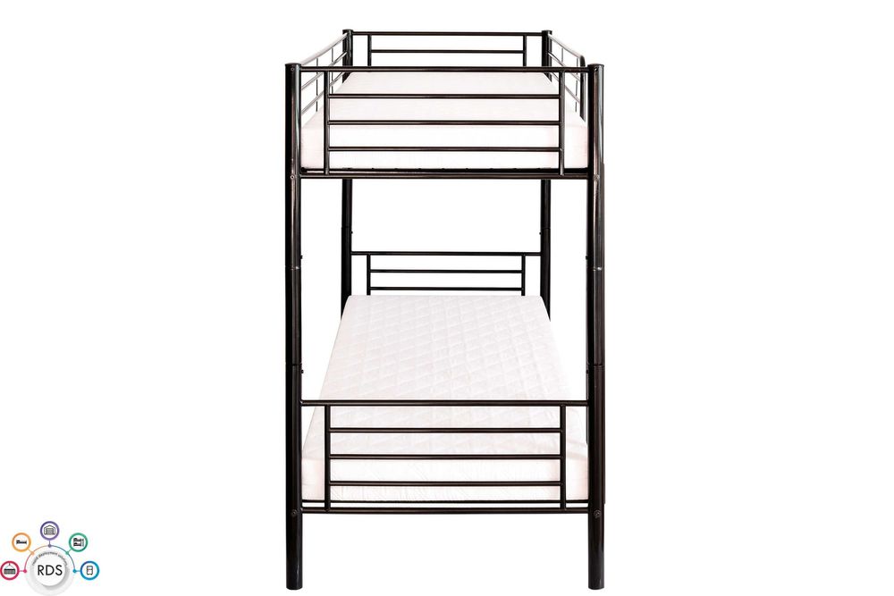 ŁÓŻKO PIĘTROWE metalowe ROZKŁADANE 2w1 90x200 cm + 2 MATERACE komplet