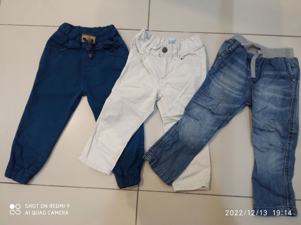 Spodnie eleganckie dla chłopca 92 ZESTAW jeansy materiałowe