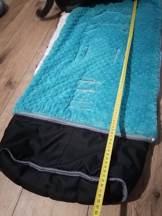 Śpiworek Samiboo turkus minky szary uniwersalny zimowy