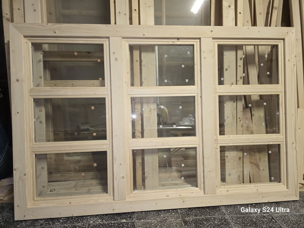 Okno drewniane 110 x 200 potrójne szyby potrójne skrzydło
