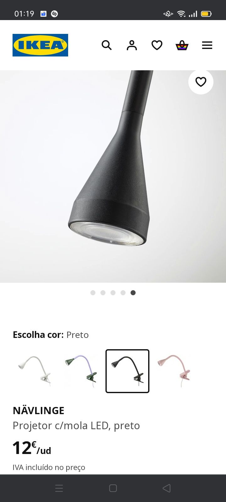 Projetor Navlinge c/mola LED, IKEA. NOVO
