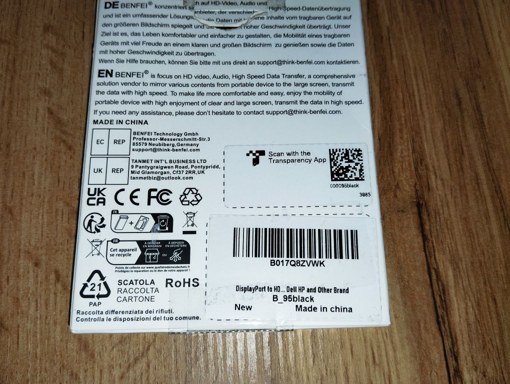 Przewód Benfei Displayport HDMI