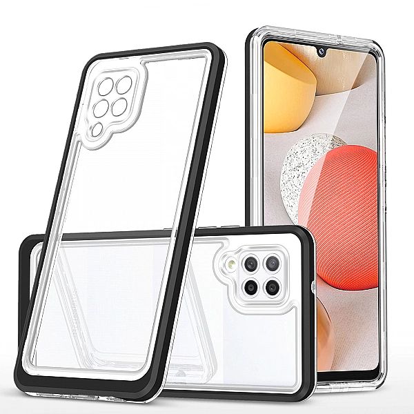 Clear 3in1 etui do Samsung Galaxy A42/5G żelowy pokrowiec z ramką czar