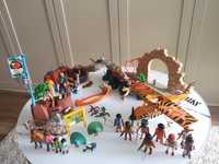 Playmobil zoo, pingwiny, samolot podróżnika, Indianie, małpy