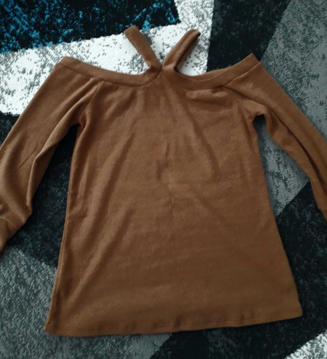 Bluza tunika brąz odsłonięte ramiona