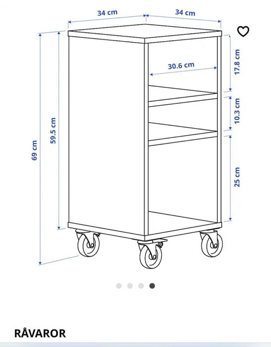 IKEA RÅVAROR regał / szafka / kontener na kółkach