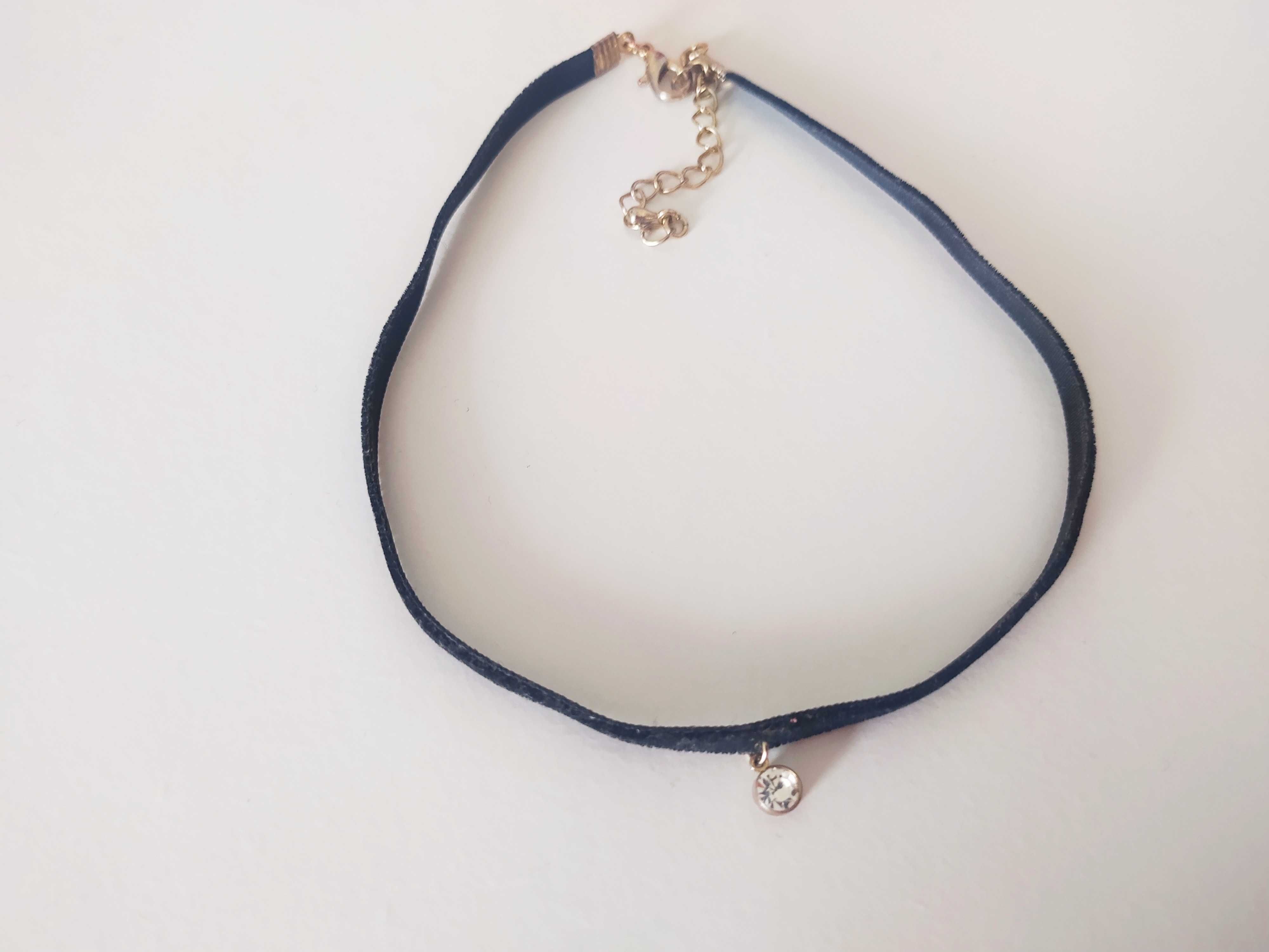 Choker naszyjnik damski z cyrkonią aksamit h&m