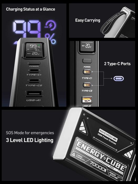 Повербанки Movespeed Z70 Pro Max 145W 70000mAh