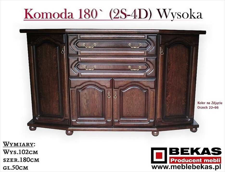 Stylowa Komoda 160` Dąb Rustikal Orzech Włoski Producent BEKAS Meble