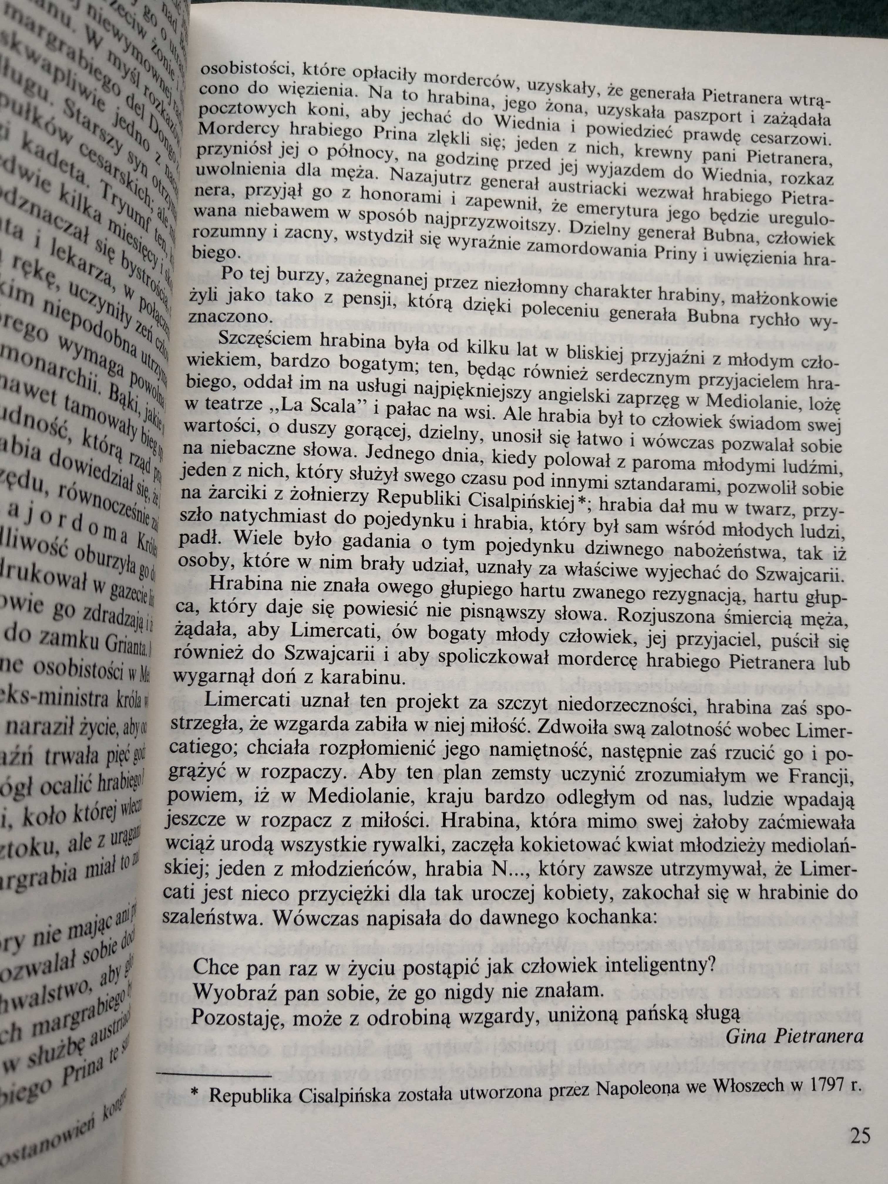 "Pustelnia parmeńska" Stendhal