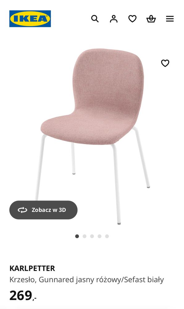 Krzesło Ikea Karlpetter jasny róż