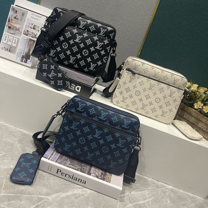 LOUIS VUITTON TRIO 3в1 3v1 messenger сумка мужская кожаная синяя