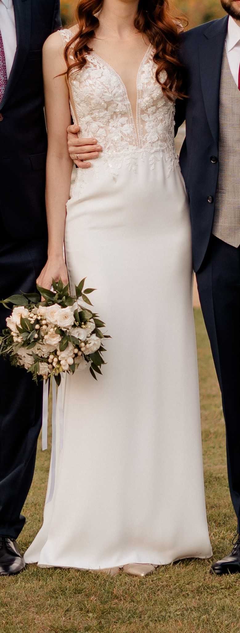 Suknia ślubna syrenka (XS/S) z koronką - Christine Grodzki