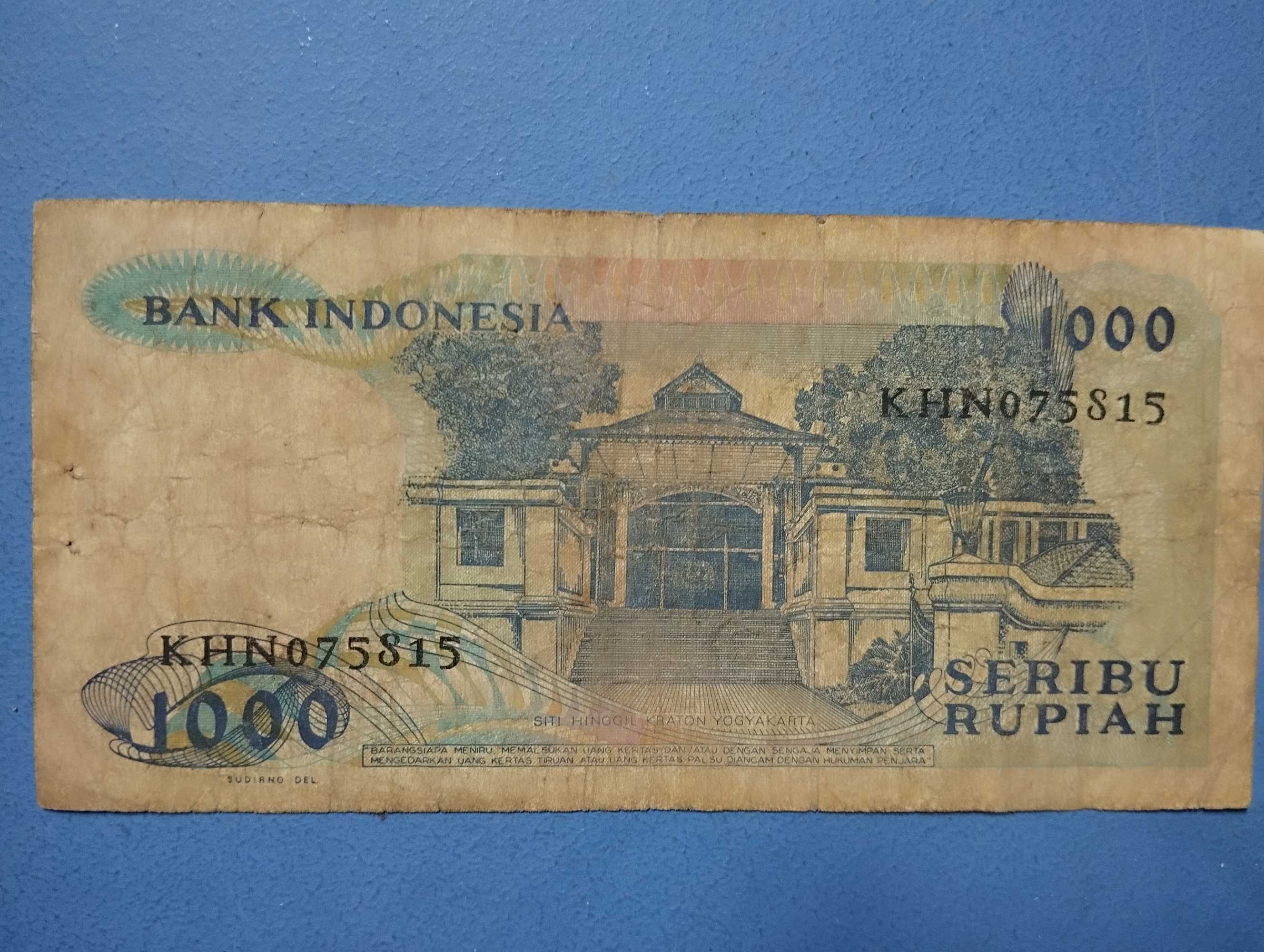 Nota de 1000 Rupias da Indonésia 1987
