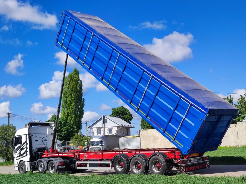 Самоскид контейнеровоз зерновоз заводський полуприцеп 68 кубів