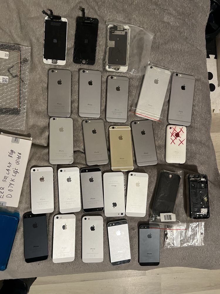 Duży mega zestaw części do iphone korpusy płyty główne ekrany telefony