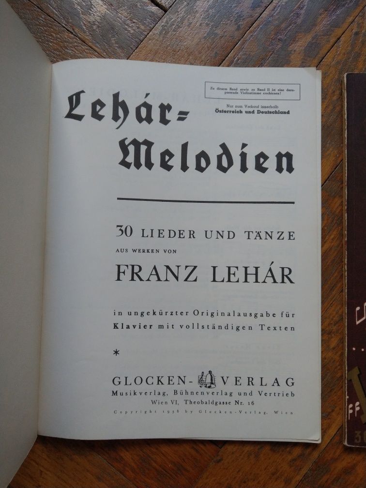 Nuty Franz Lehár Melodien tom 1, 2, Glocken Verlag, Lehar