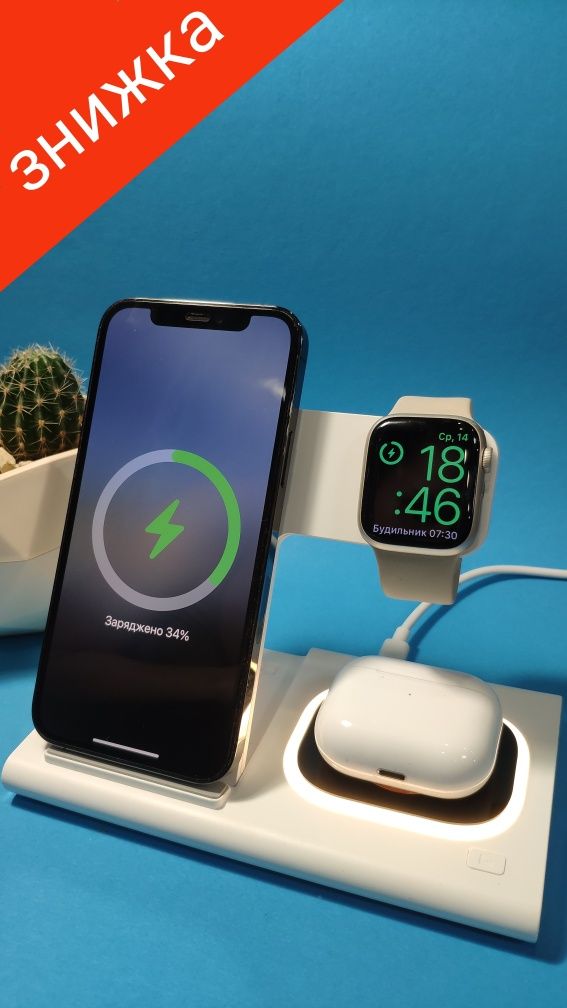 Док-станція, бездротова зарядка A80 QI для iPhone Apple, Watch, AirPod