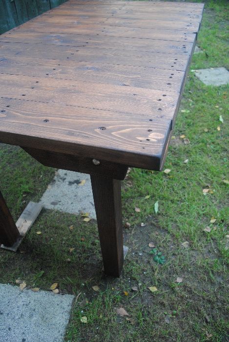 Stół drewniany sosnowy ogrodowy składany palisander recycling ciężki