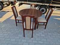 Nowe: Stół okrągły + 4 krzesła ,orzech + cappuccino,  dostawa cała PL