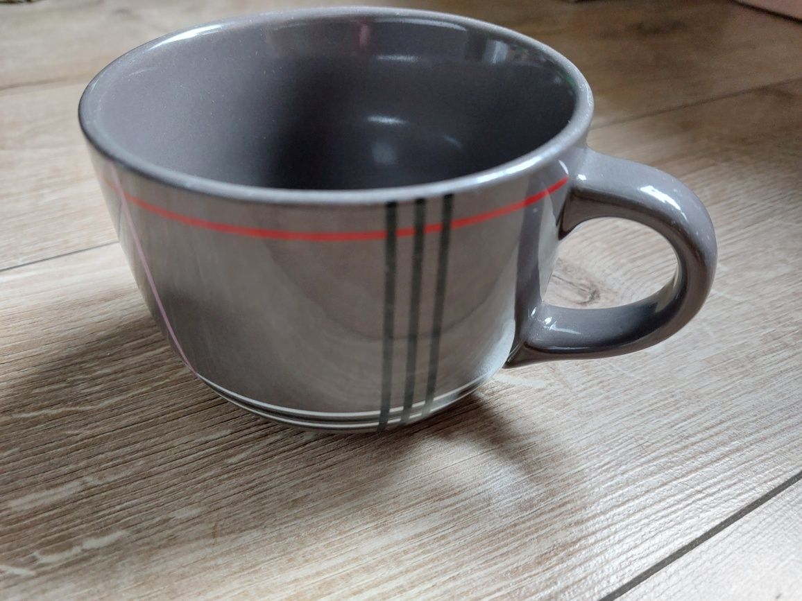 Miska kubek 500ml w kratę ceramiczna krata brąz