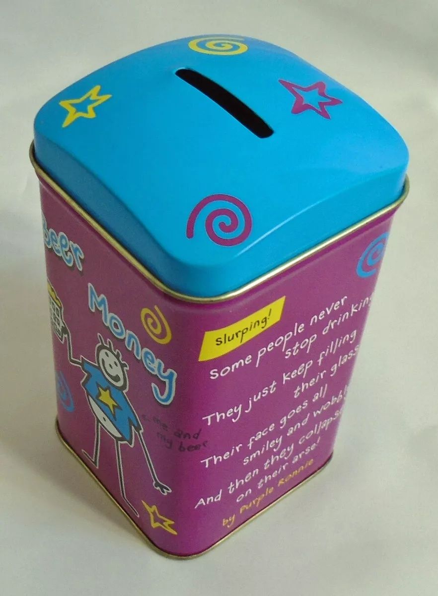 Purple Ronnie Vimto Mascot Rare Beer Money Tin Box