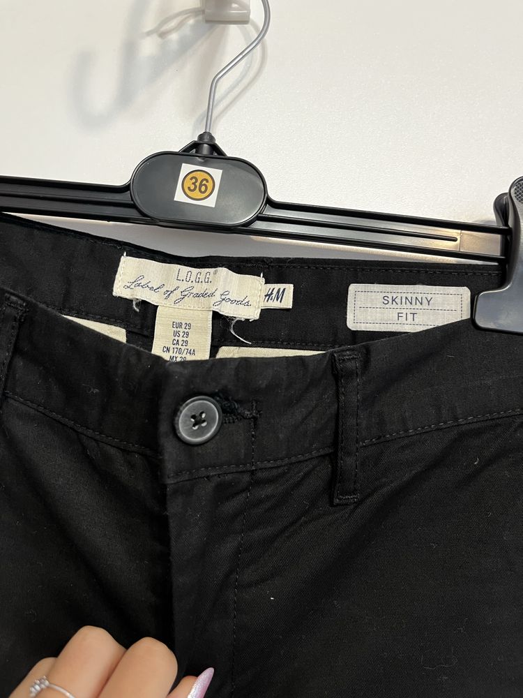 czarne spodnie meskie rurki h&m 29 skinny garniturowe eleganckie
