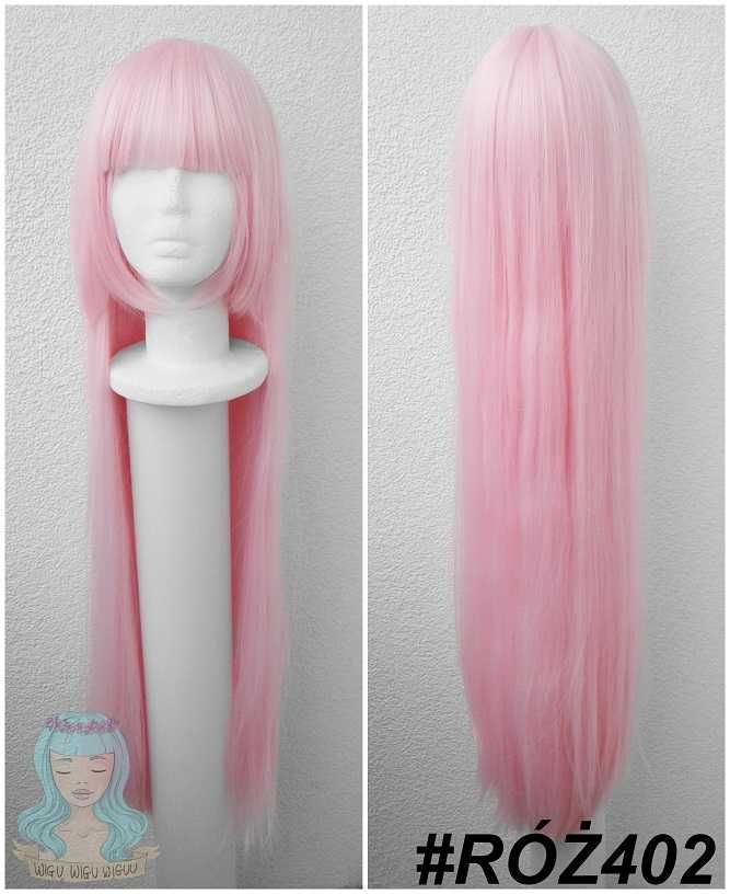 Długa różowa peruka z prtostą grzywką 002 Darling cosplay wig Astolfo