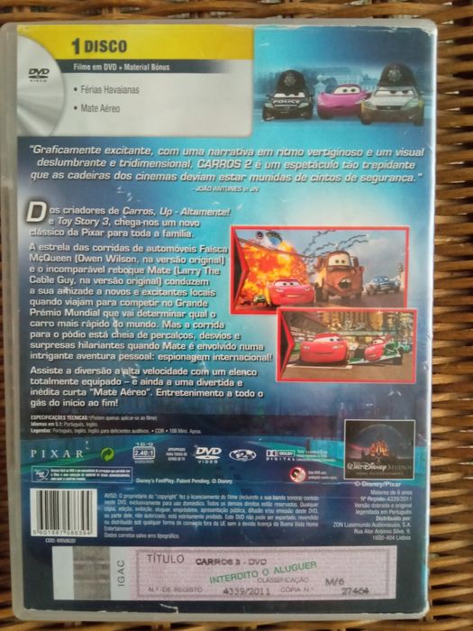 Filme Carros 2 - DVD