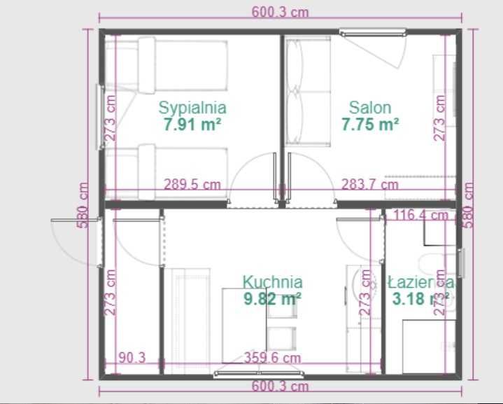 Kontener mieszkalny domek całoroczny na zgłoszenie 35m2 wyposażony