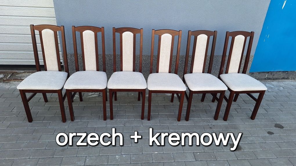 Nowe: Stół + 6 krzeseł, orzech+kremowy, od ręki, dostawa cała POLSKA