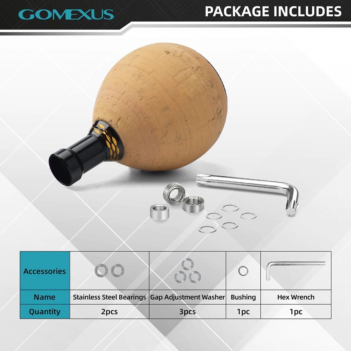 Power knob Gomexus 38 mm uniwersalny, lekki, naturalny korek