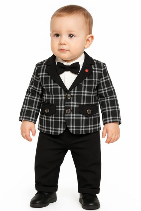 Elegancki miękki garniturek dla chłopca chrzest uroczystości r.92