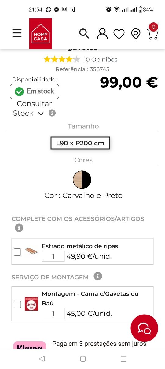 Vendo cama NASHVILLE 90x200, com estrado e colchão viscoelástico de 19